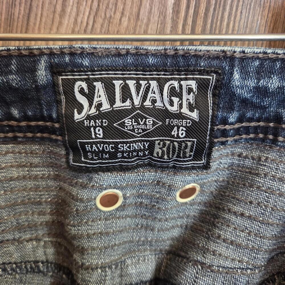 Salvage LA Denim Havoc Slim Skinny Fit Jeans Mens Size 30R Buckle Exclusive Y2K - Picture 7 of 9